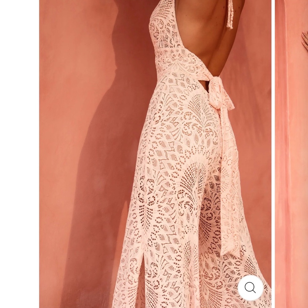 NWT - Lace Halter Jumpsuit in Cream Pink - Picture 3 of 3
